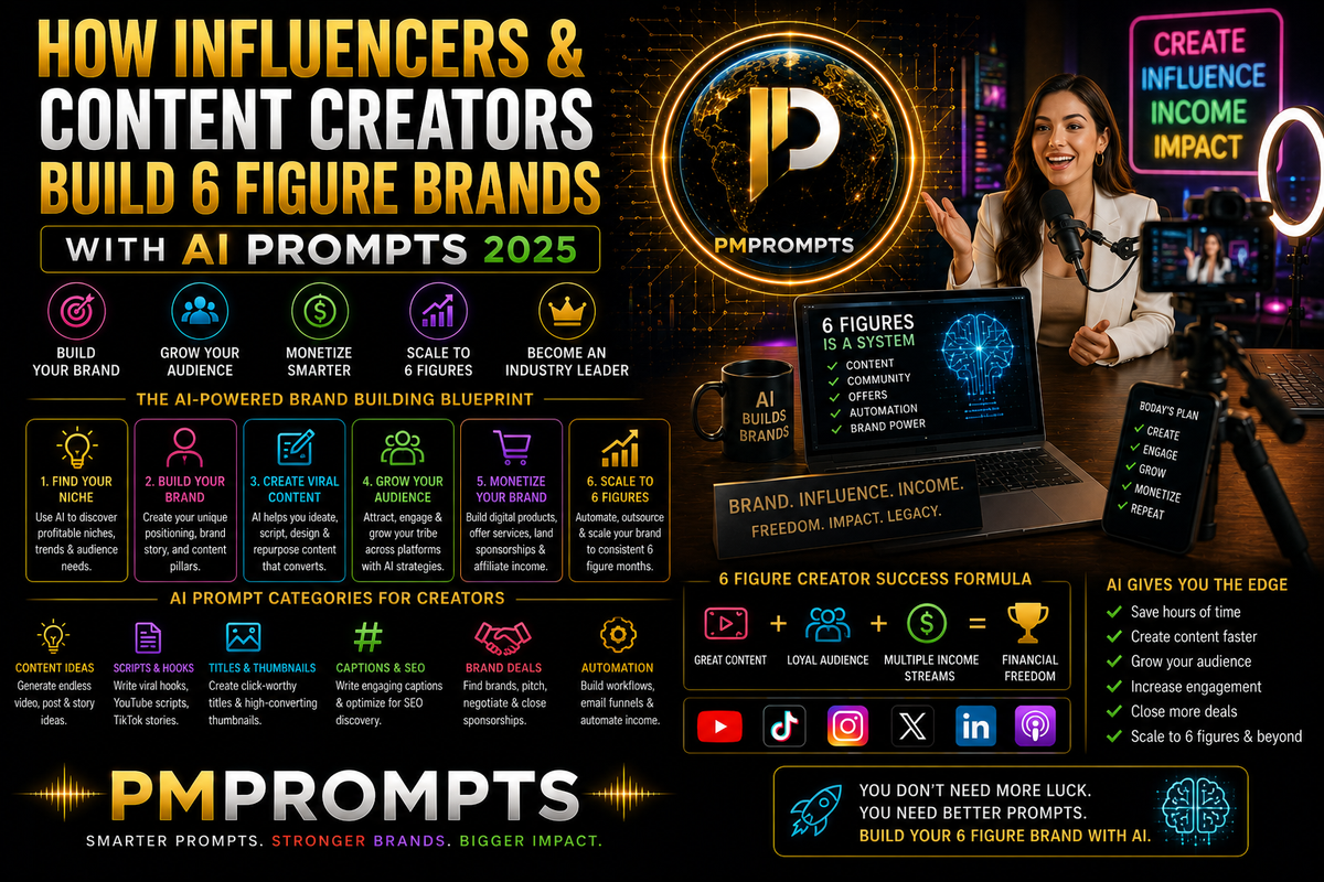 How influencers and content creators build 6 figure brands with AI prompts 2025 - PMPrompts
