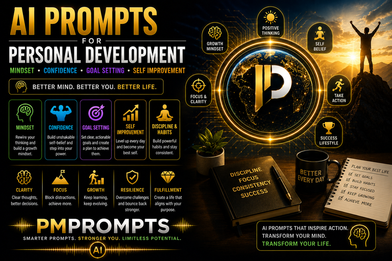 AI prompts for personal development mindset confidence goal setting self improvement - PMPrompts
