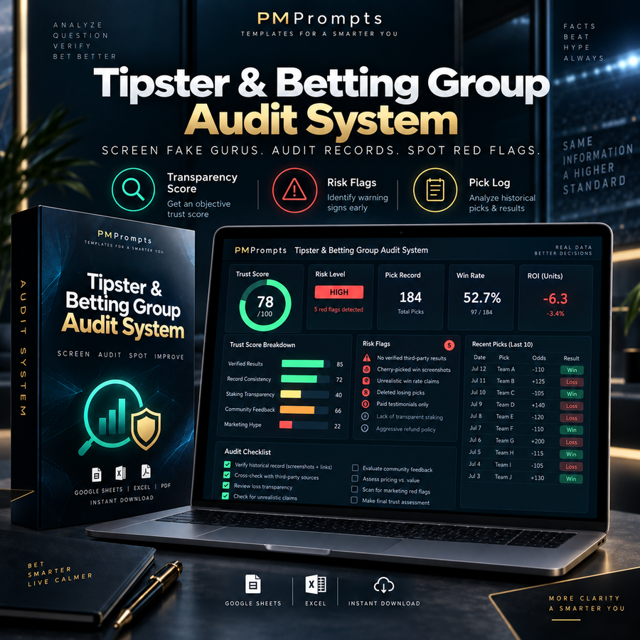 Tipster and betting group audit system digital product cover